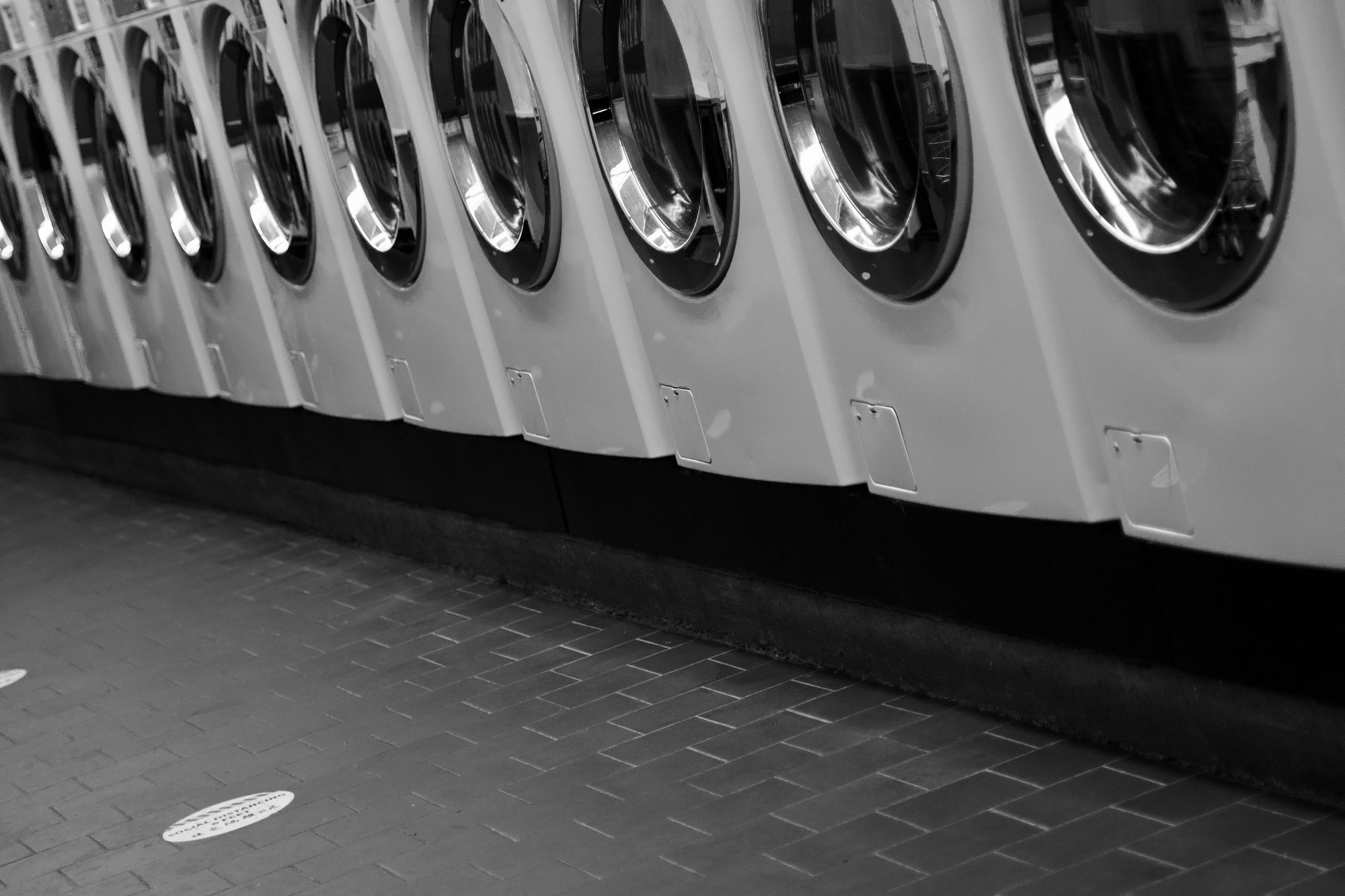 A row of washing machines