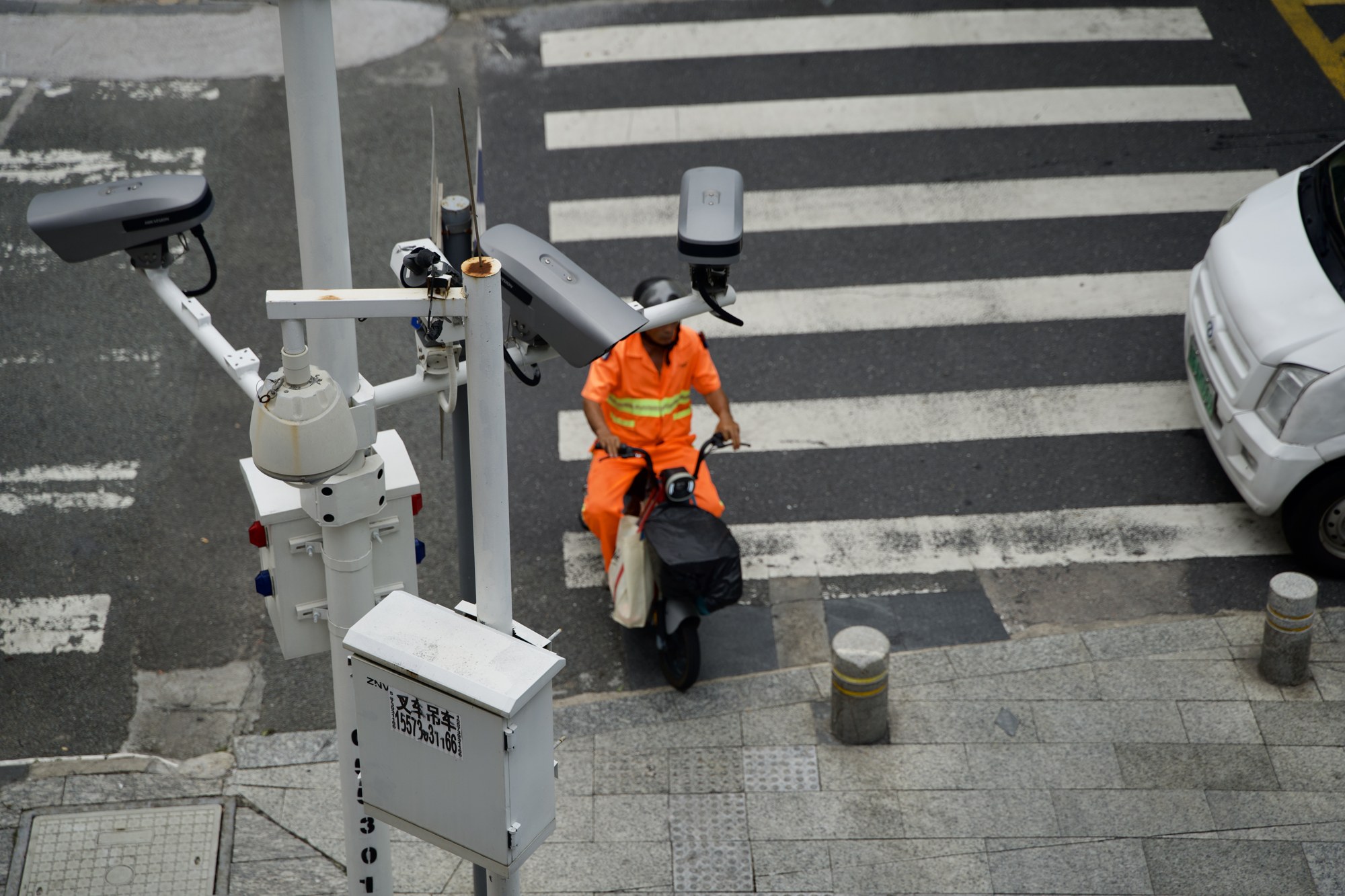 A pedestrian crossing a street
