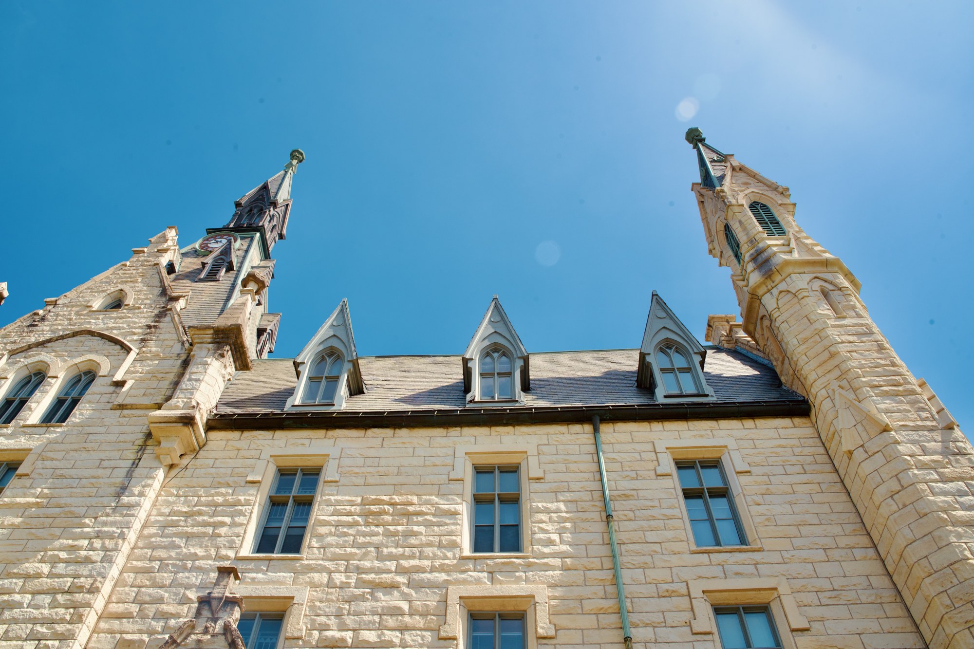 An ornate building against a blue sky