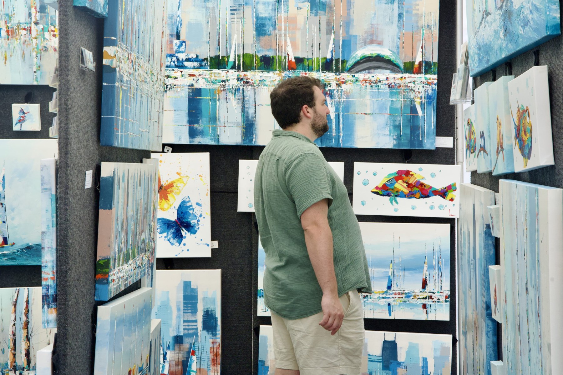 Evan Britchkow said he was in Evanston visiting family. Rosa Chavez’s artworks were his “favorite one yet.”