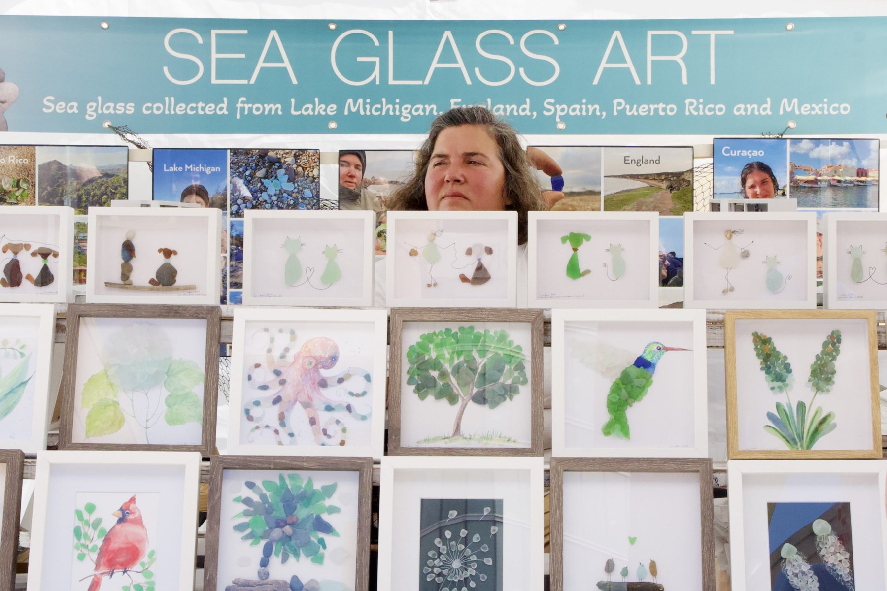 Luba Abramov said she spends hours picking “bags and bags” of sea glass at the beach for her art.